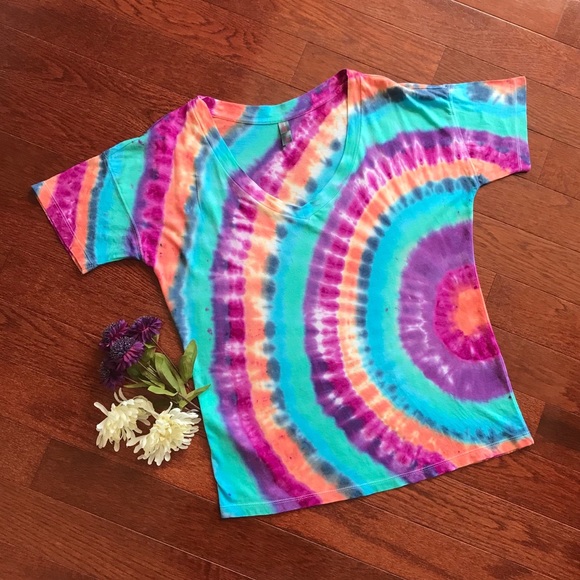 Tie Dye Modal Blend V-Neck Tee - Picture 1 of 3